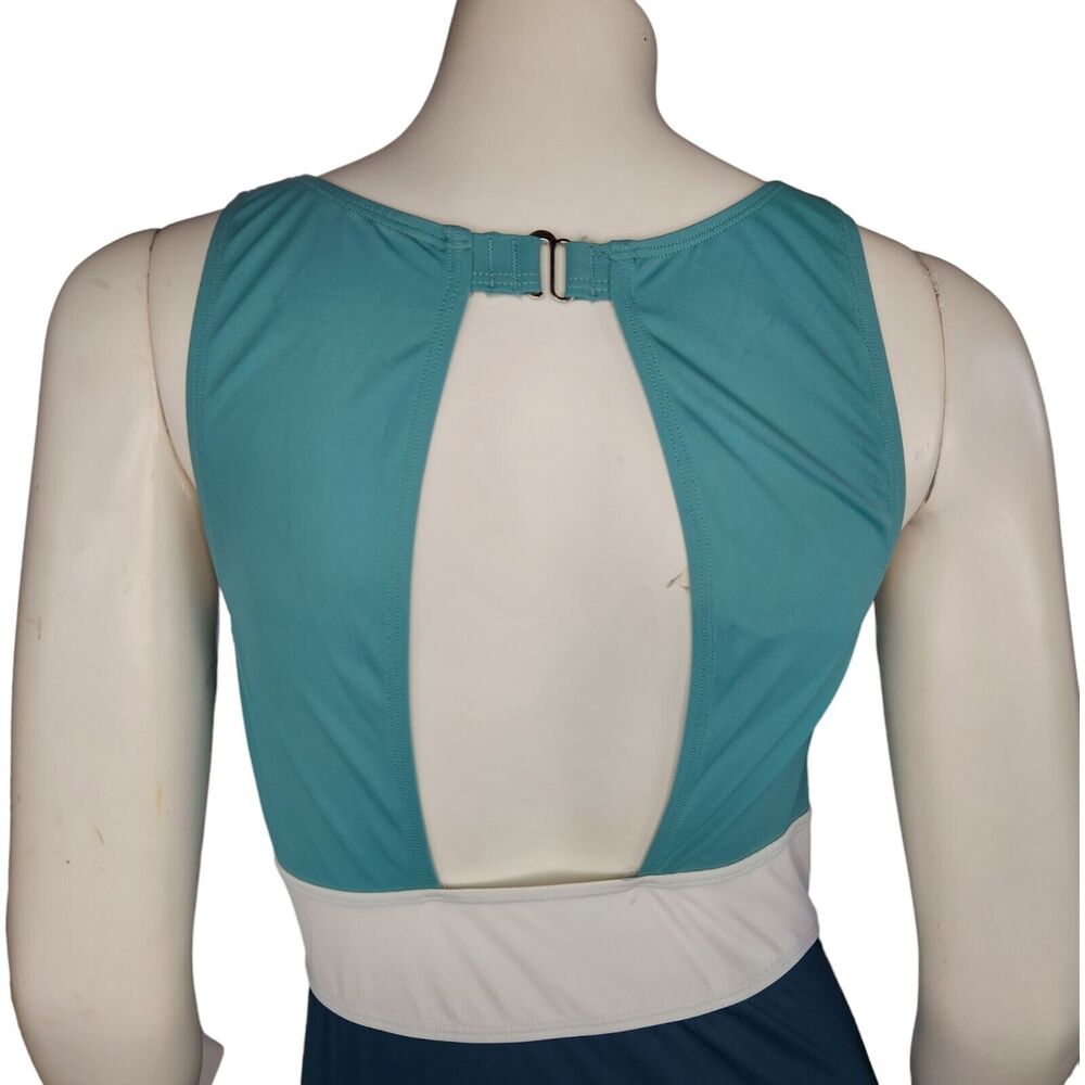 Zuda Colorblocked V-Neck One Piece Womens Swimsuit Teal‎ Blue Size 8 NWOT - Picture 7 of 16